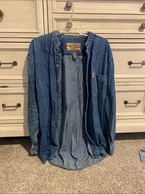 Vintage Gold Tag Express Blue Denim Shirt Jacket - Button Front Lightweight